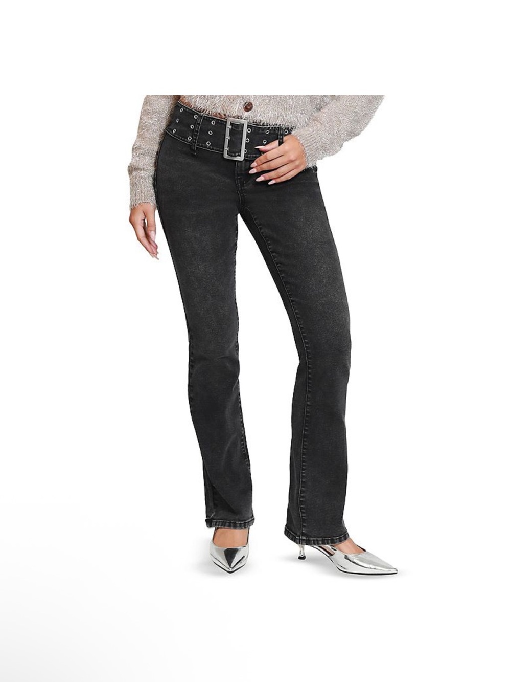 Madden Girl Washed Black Bootcut Jeans